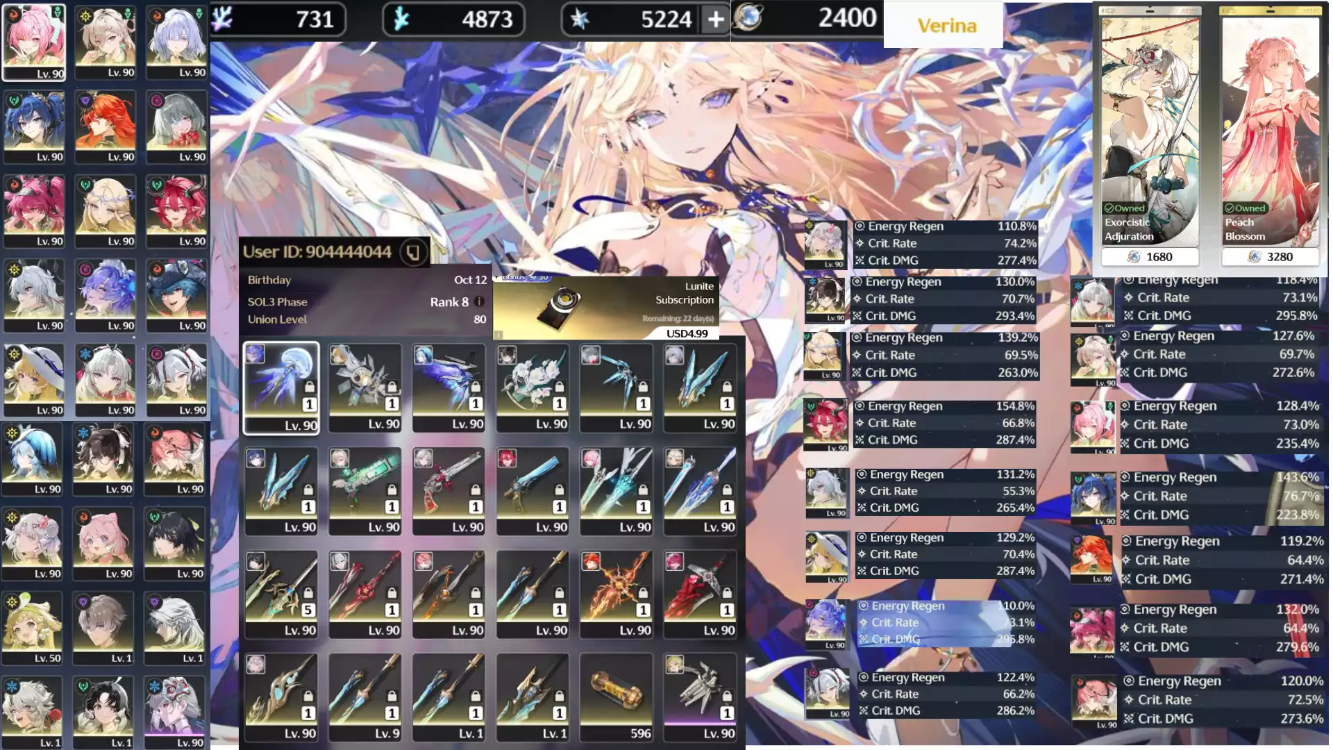 (Sea) uid 80 id siêu đẹp full 7 team dát vàng hot trong game dư 740 san hô 35 roll limted 2400 luni đã lệch có thẻ tháng ( thiếu đúng team anh mù )